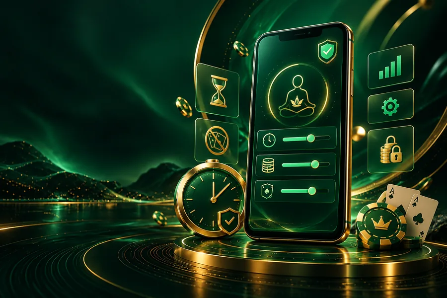 Calm green and gold time management illustration